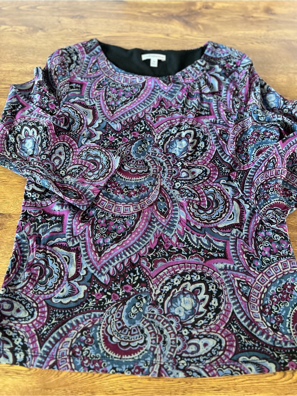 Womens Croft & Barrow Paisley Blouse Petite Small